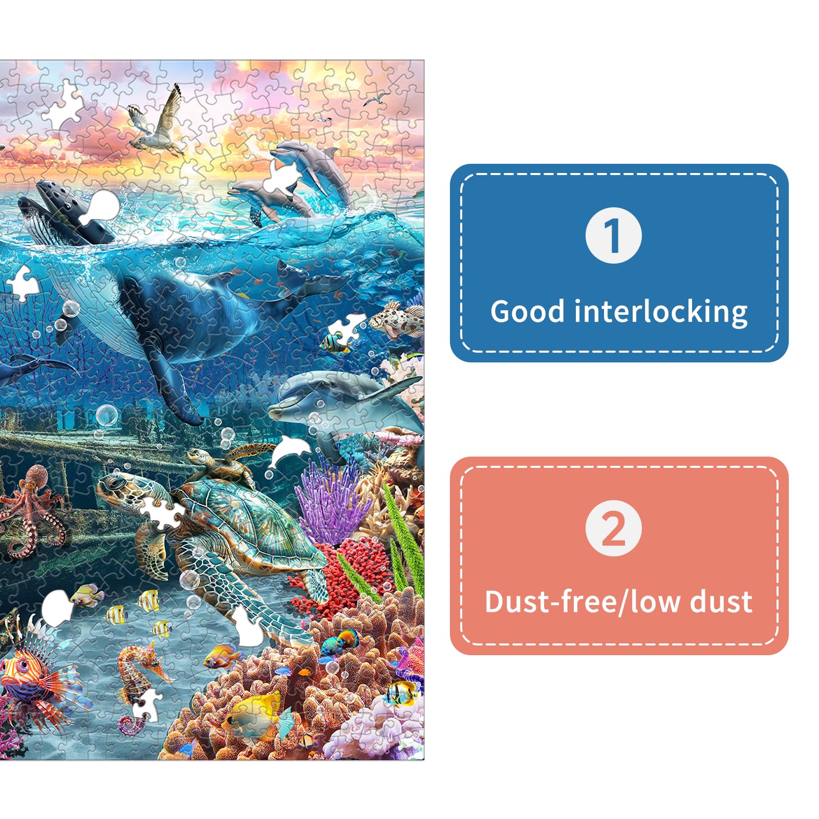Naturelish 1000-piece puzzle featuring whales in a dramatic seascape for immersive play