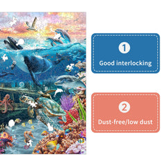 Naturelish 1000-piece puzzle featuring whales in a dramatic seascape for immersive play