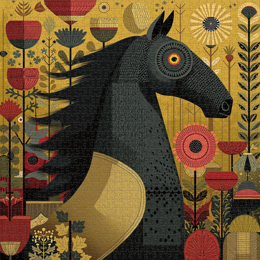 Naturelish vibrant equine art horse puzzle for adults focusing on a 1000-piece challenge