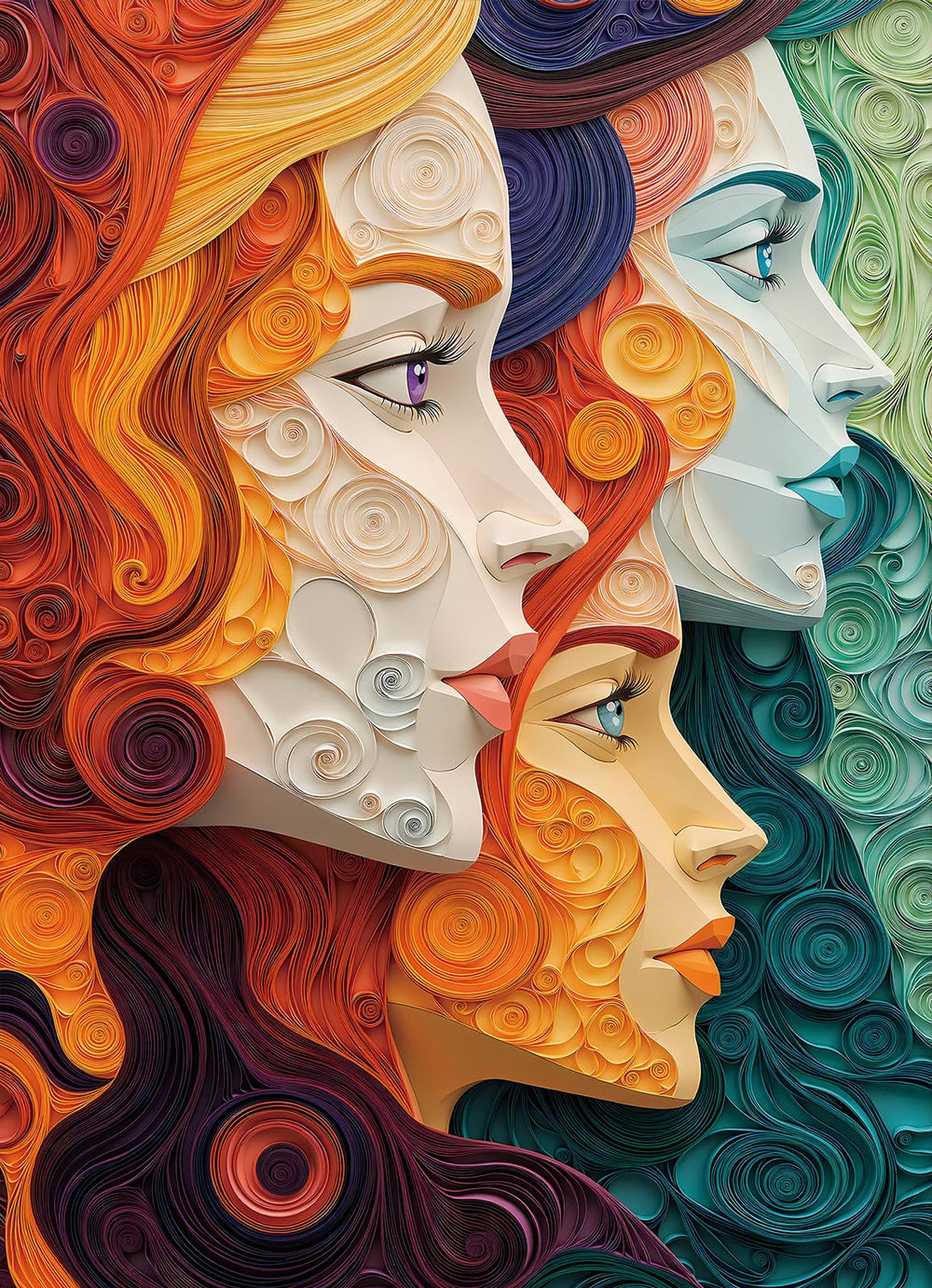 Naturelish vibrant female portrait puzzle closeup, perfect for a rewarding game night.
