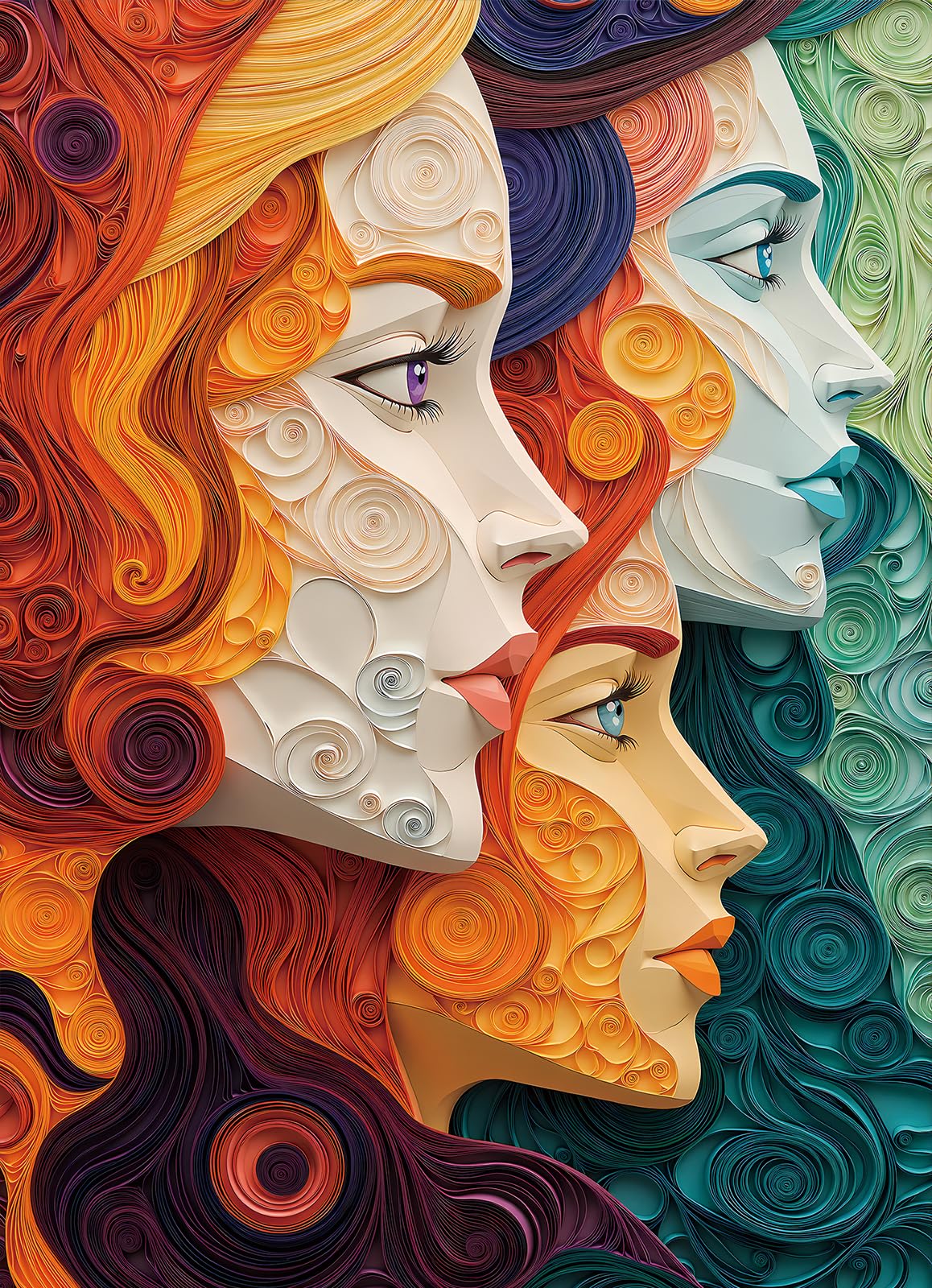 Naturelish vibrant female portrait puzzle closeup, perfect for a rewarding game night.