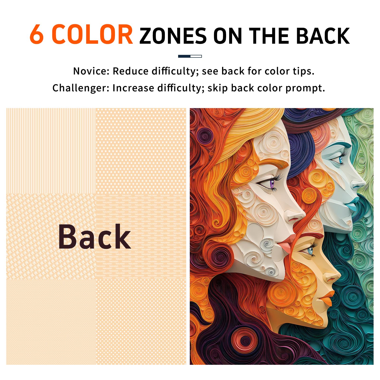 Naturelish vibrant female portrait puzzle eco packaging supports sustainable puzzling.