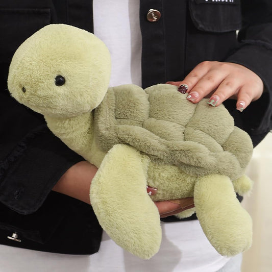 NatureMan weighted plush turtle face with expressive eyes for imaginative play.