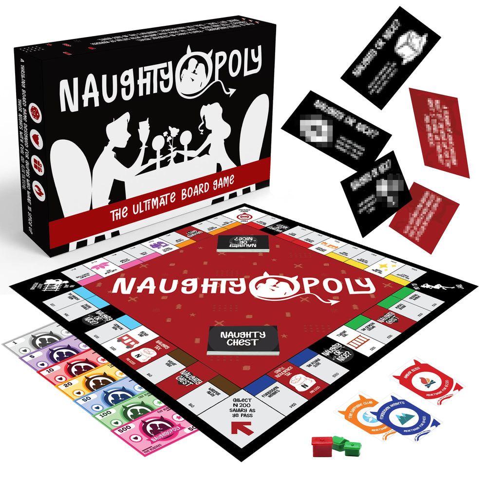 Naughtyopoly by Naughty Tower: close-up of the game box setup for date night.