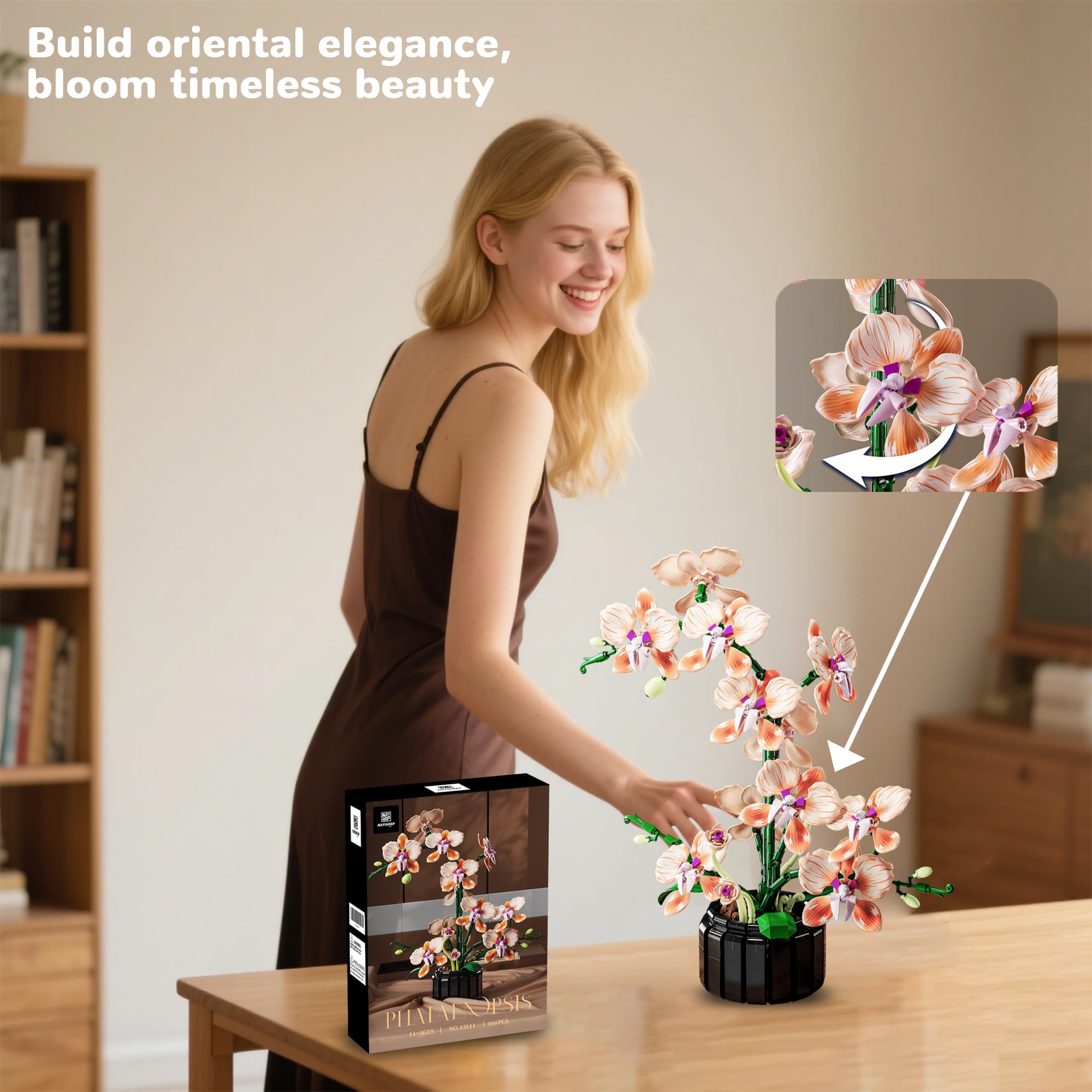 Nayihoop Orchid Building Set decorative display ideas for gift or display