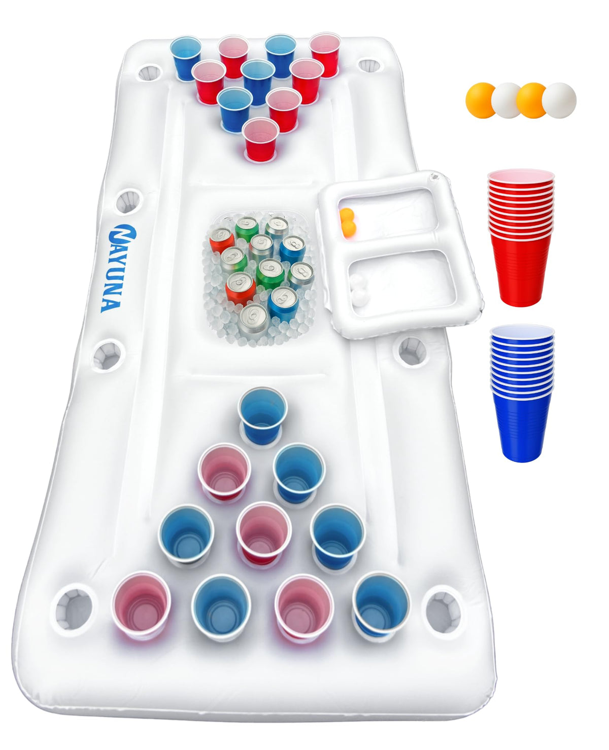 NAYUNA Floaty with Cooler and 20 Cups on a sunny pool, ideal for social pool parties