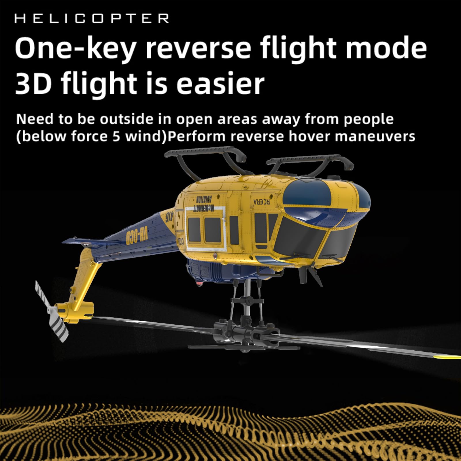 NBJIALIN RC Era C032 Huey tail-rotor view emphasizing maneuverability.