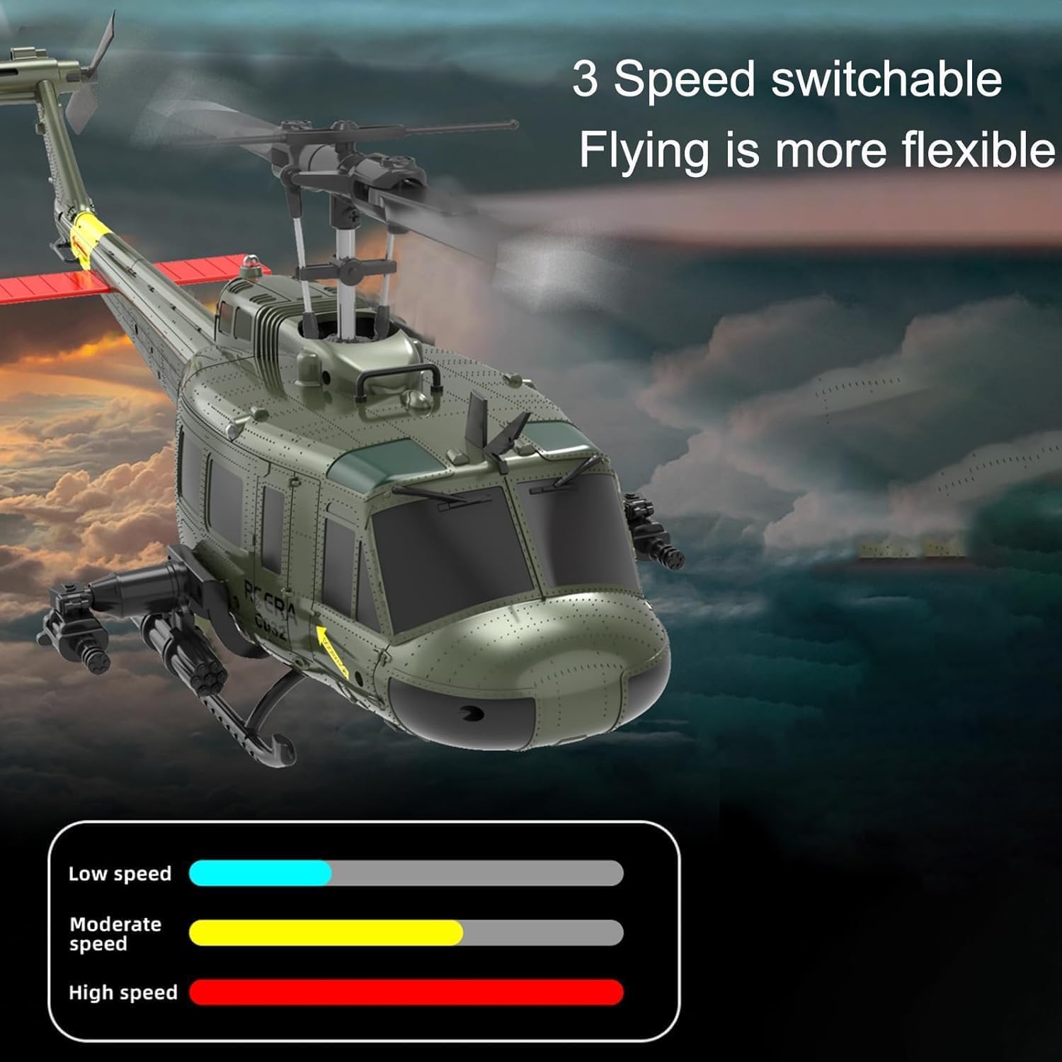 NBJIALIN RC ERA C032 Huey rotor blades for smooth control during aerobatic maneuvers.