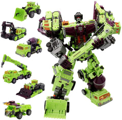NBK Deformation Oversize 6-in-1 robot devastator green front view for dynamic play