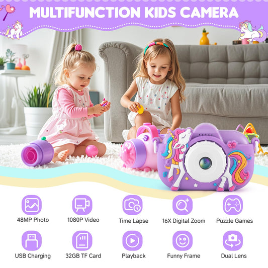 NBKLS kids camera back view highlighting compact design and safety case