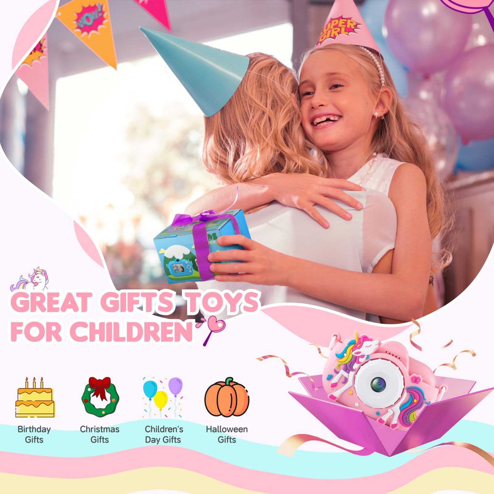 NBKLS Kids Camera gift packaging ready for birthdays and holidays.