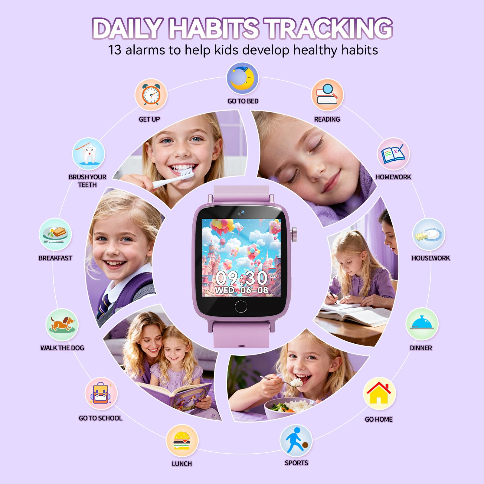NBKLS Kids Smart Watch with soft strap and sturdy aluminum frame.