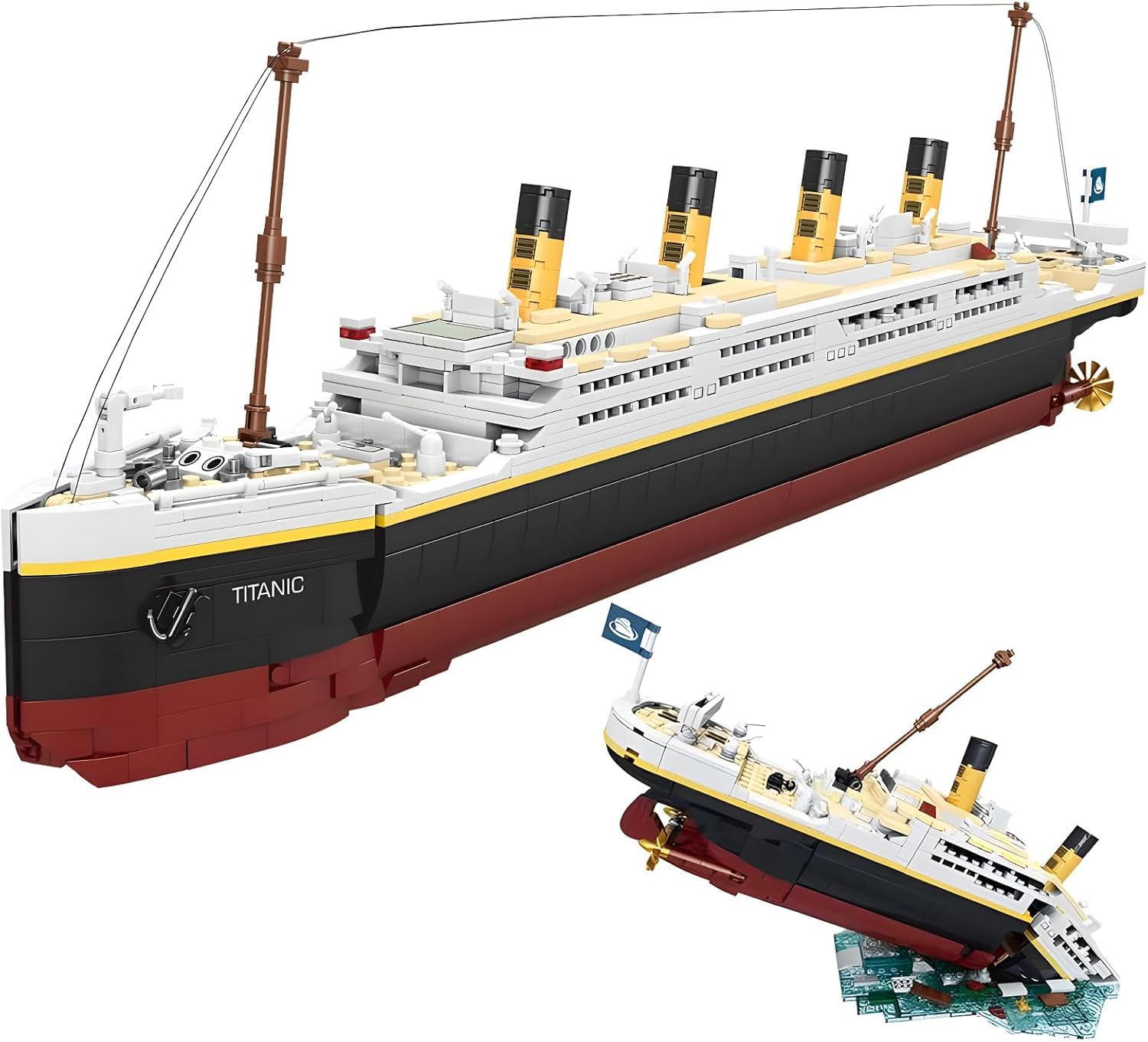 NDZUI Titanic building blocks set assembly in progress for creative play