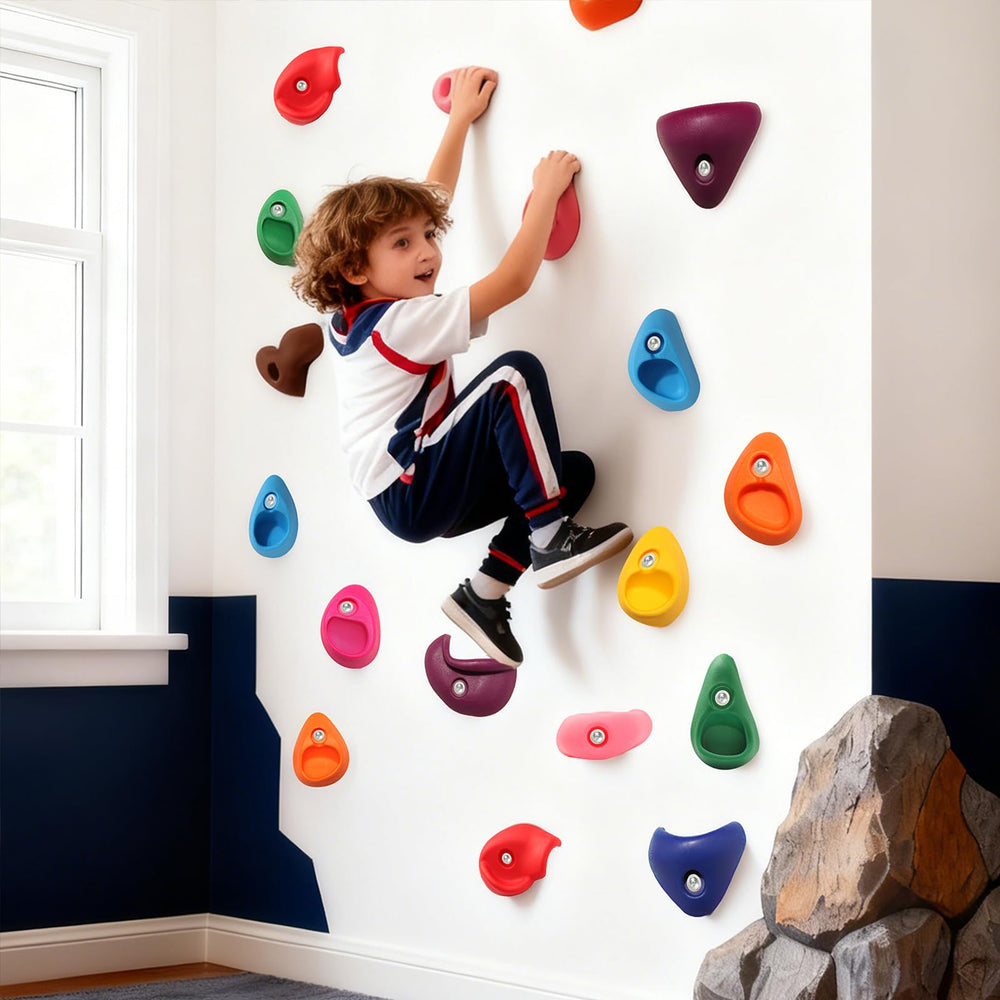 NEATATOU kids climbing wall grips help improve grip strength and coordination during play.
