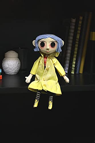NECA Coraline removable yellow raincoat, poseable with hidden armature features.