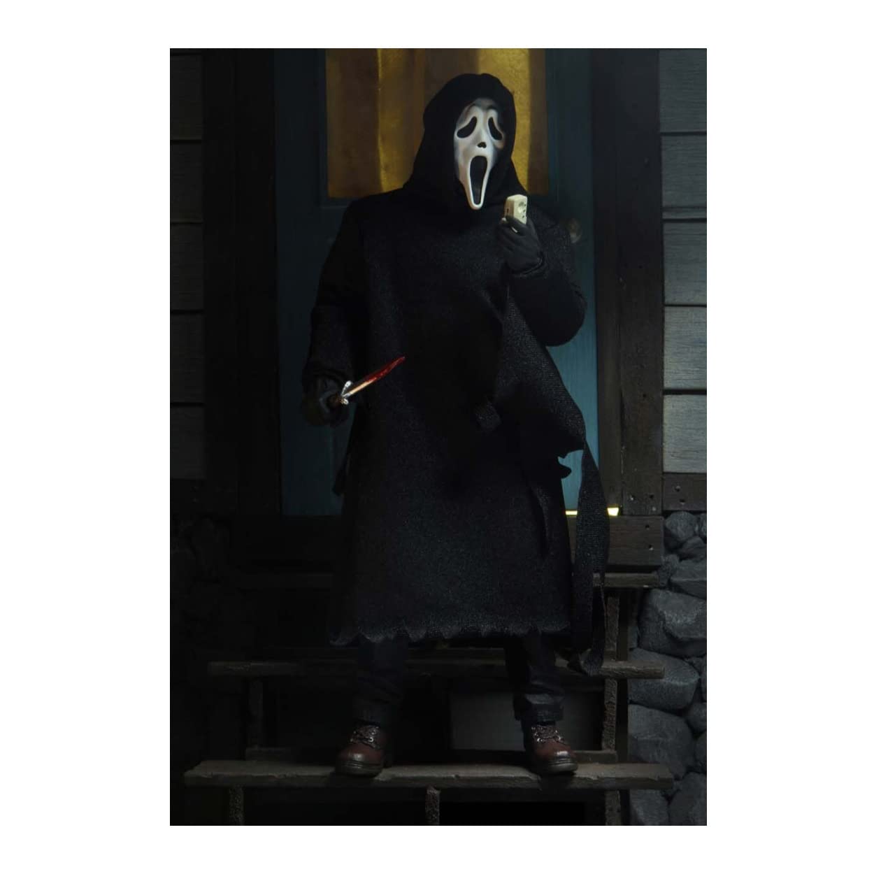 NECA Ghostface robe detail showing full fabric robe for posing