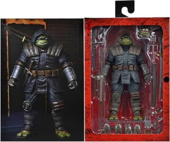 NECA TMNT Last Ronin interchangeable hands and weapons support dynamic poses.