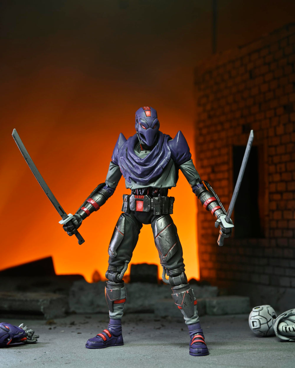 NECA TMNT Last Ronin Foot Bot interchangeable heads and hands for varied looks.