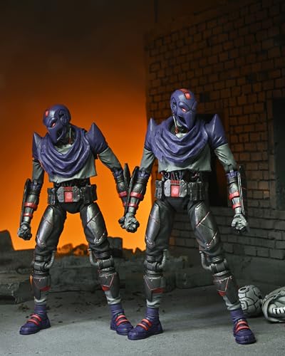 NECA TMNT Last Ronin Foot Bot with two cyber swords for dramatic battles.