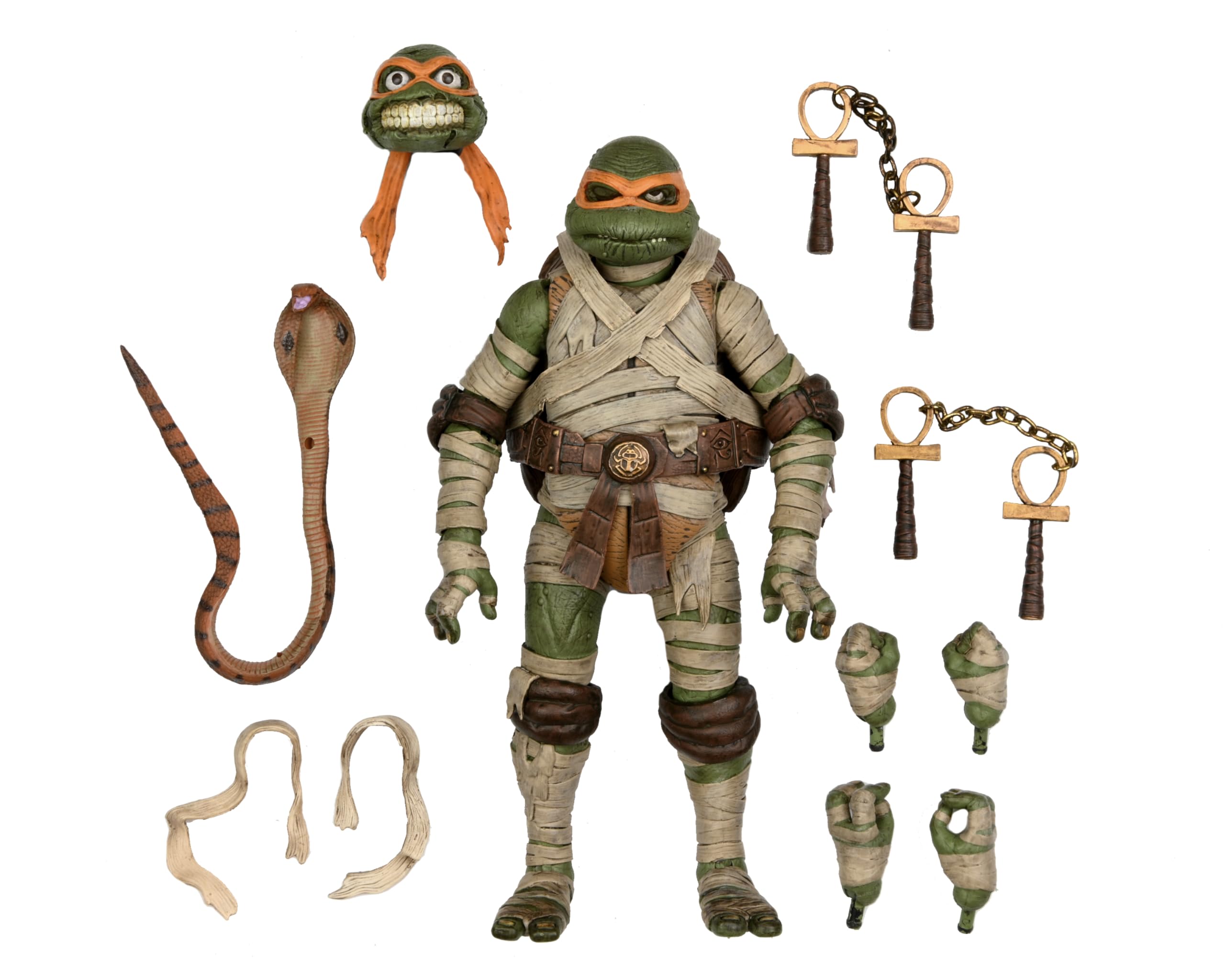NECA Michelangelo as The Mummy back view showing wrapped details.