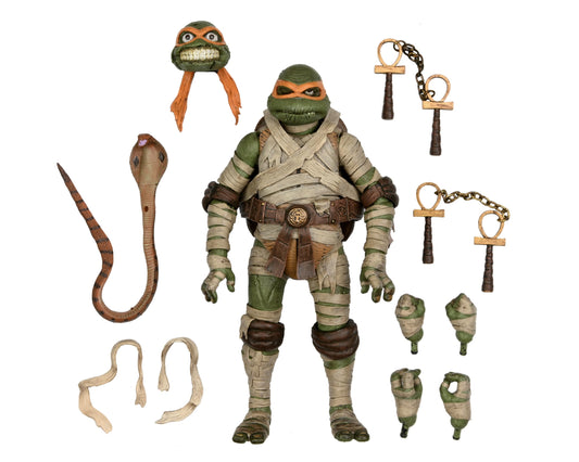 NECA Michelangelo as The Mummy back view showing wrapped details.