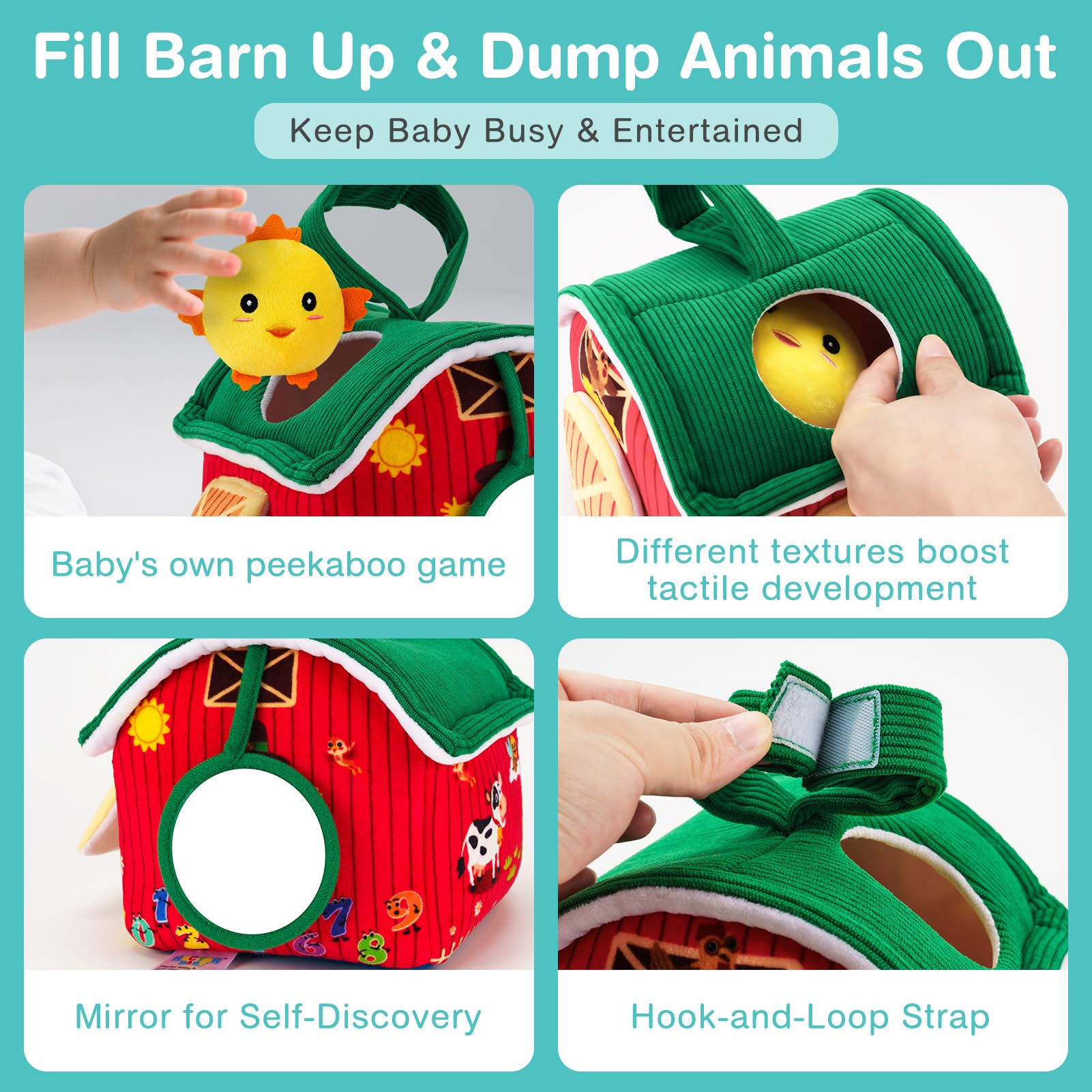 NECTAR BABY chicken plush animal adds color and gentle sound play