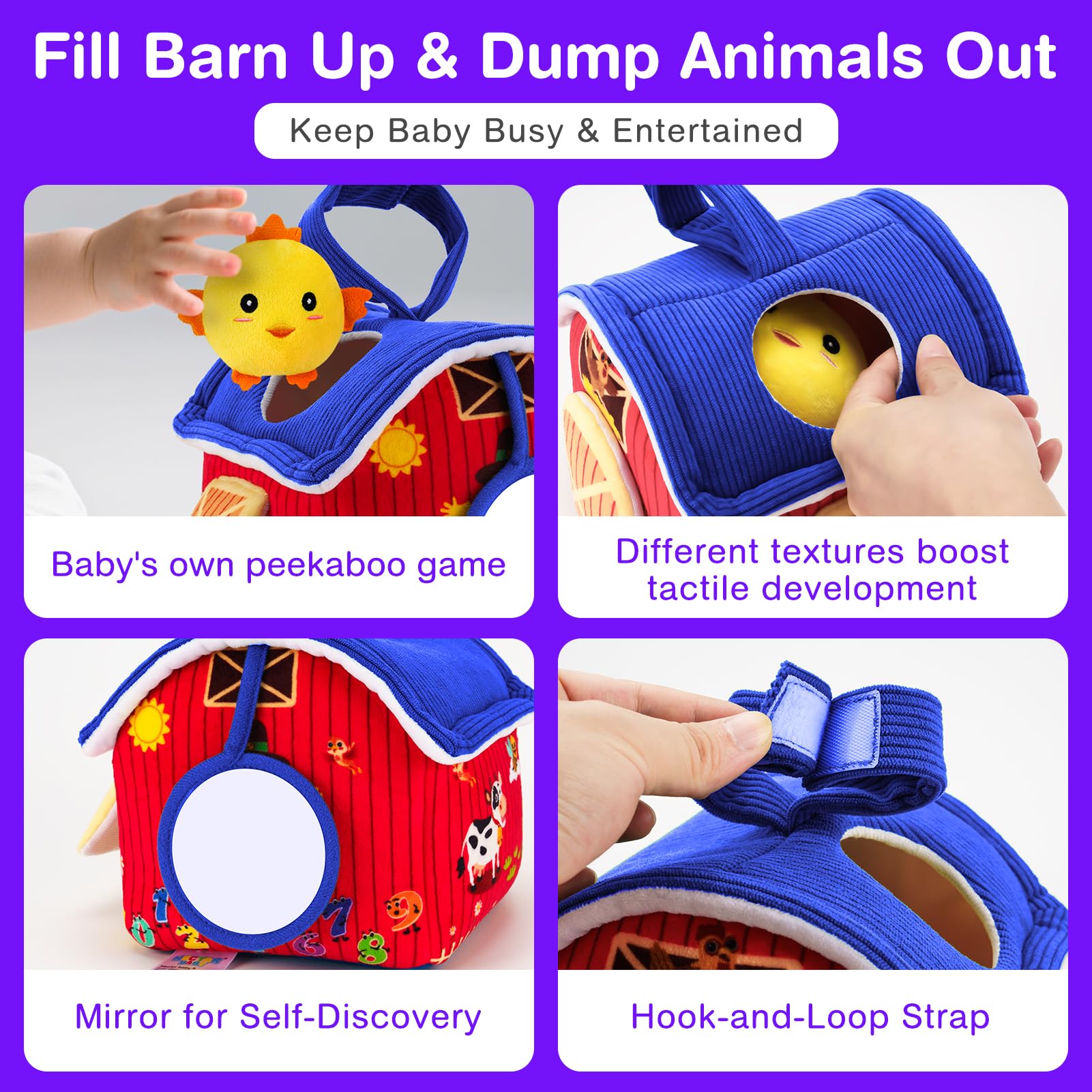 NECTAR BABY chicken plush adds color and sound for baby sensory exploration