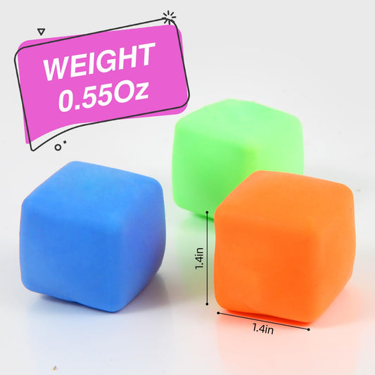 Neec mini squishy stress cubes in hand for quick relief.