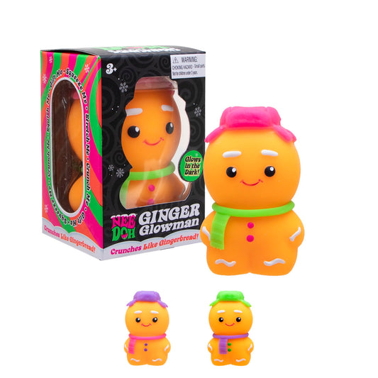 Needoh NeeDoh Squishmas Ginger Glowman in festive packaging for quick stress relief and playful fidgeting.