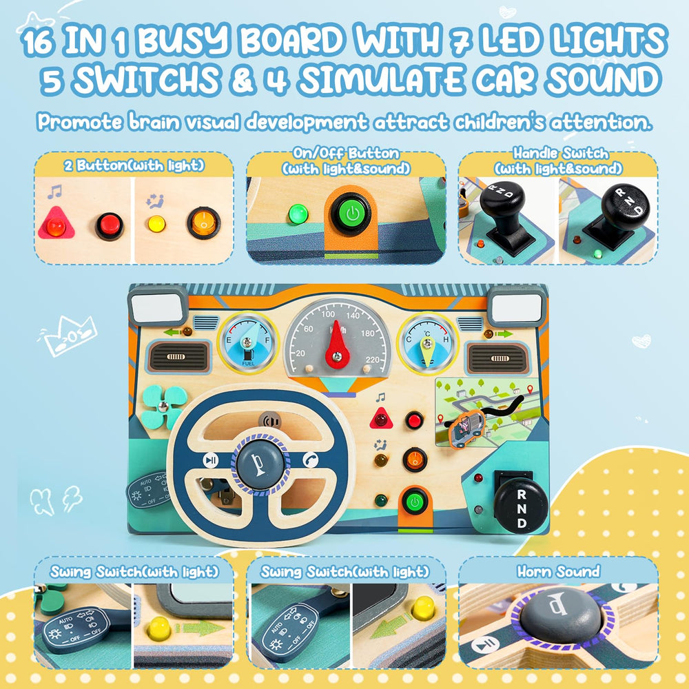 Neikko Busy Board gear shift invites tactile learning and problem solving.