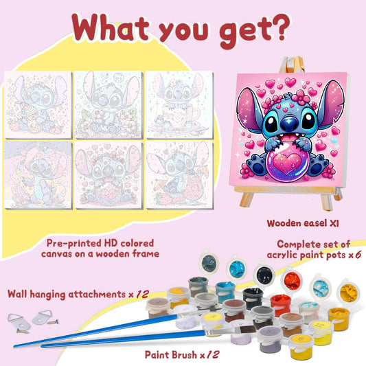 nekpiahu cartoon-frame design paint by number kit inspires bright, easy artwork for young beginners