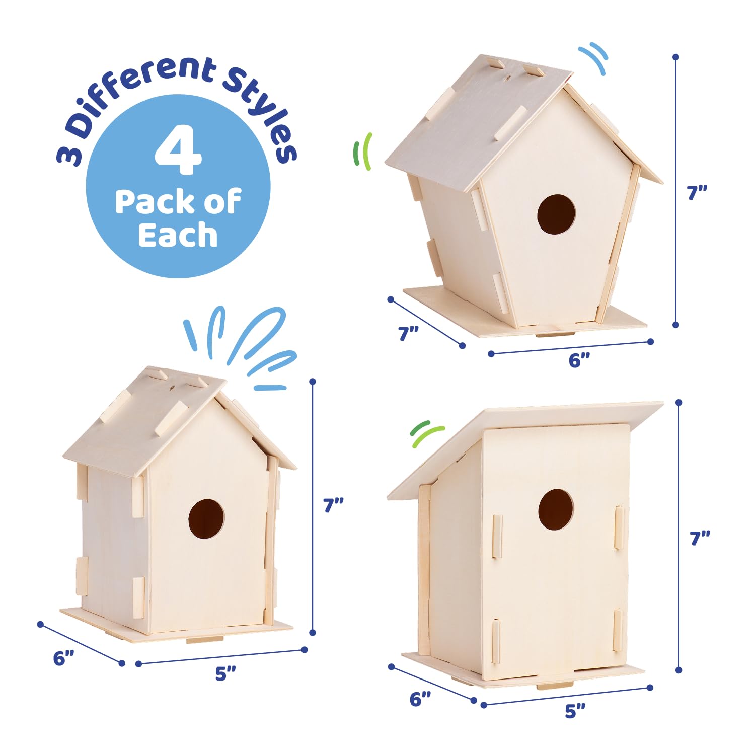 Outdoor ready Neliblu wooden bird houses displayed in a garden
