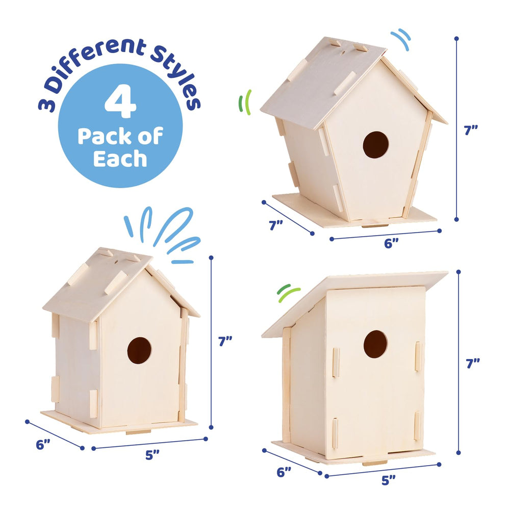 Outdoor ready Neliblu wooden bird houses displayed in a garden