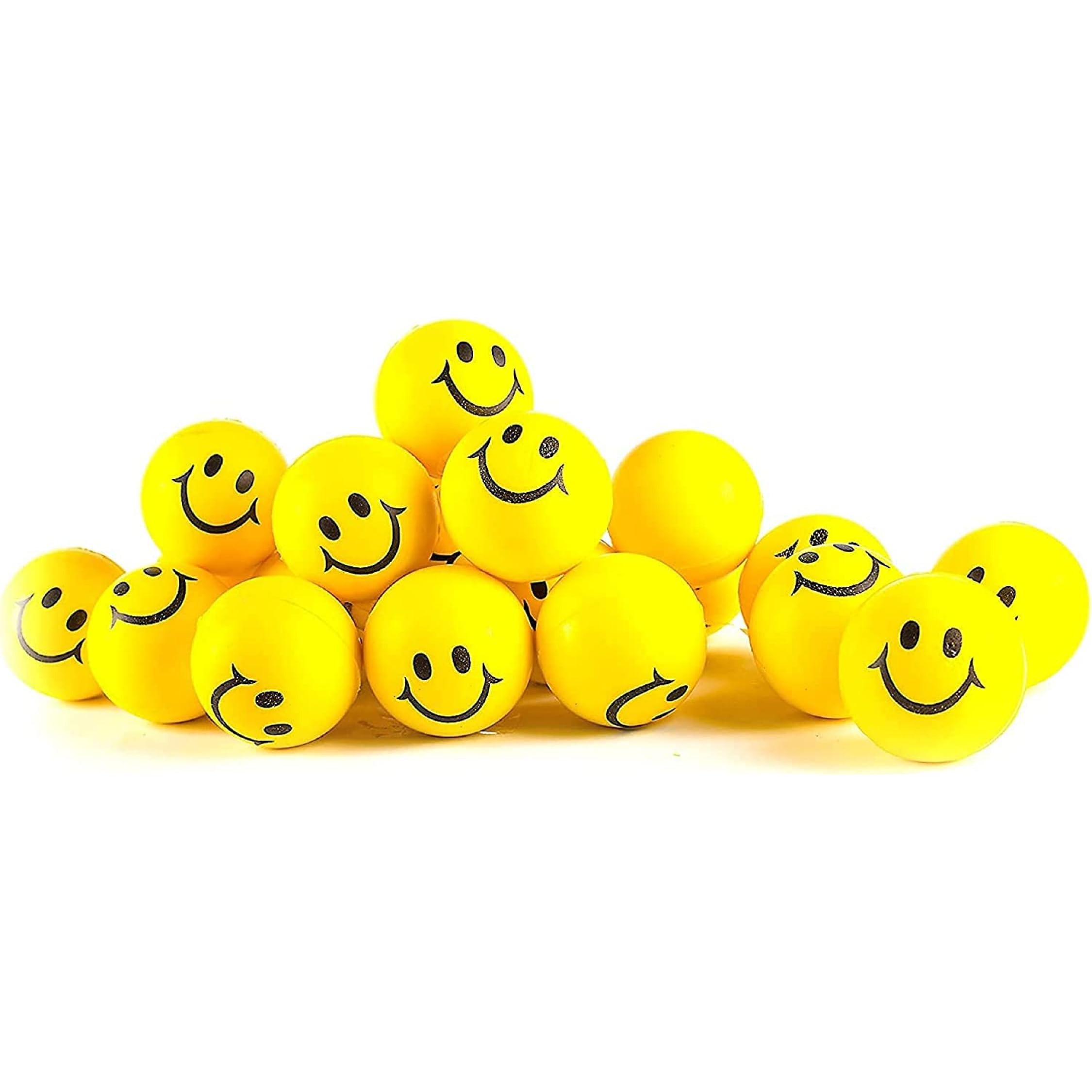 Neliblu stress ball 2in neon yellow smiley face for sensory play and focus.