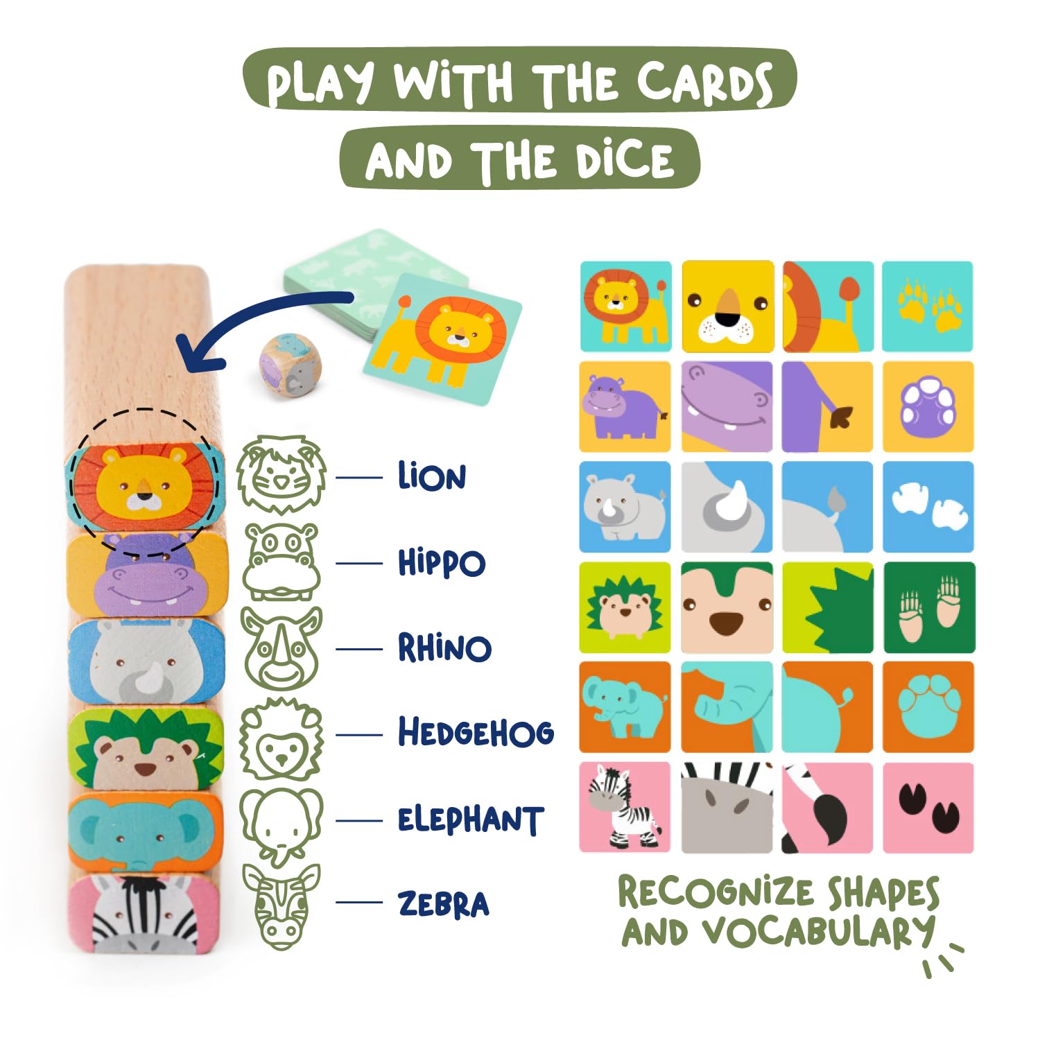 Nene Toys Animal Cards and Dice learning about animals during family play