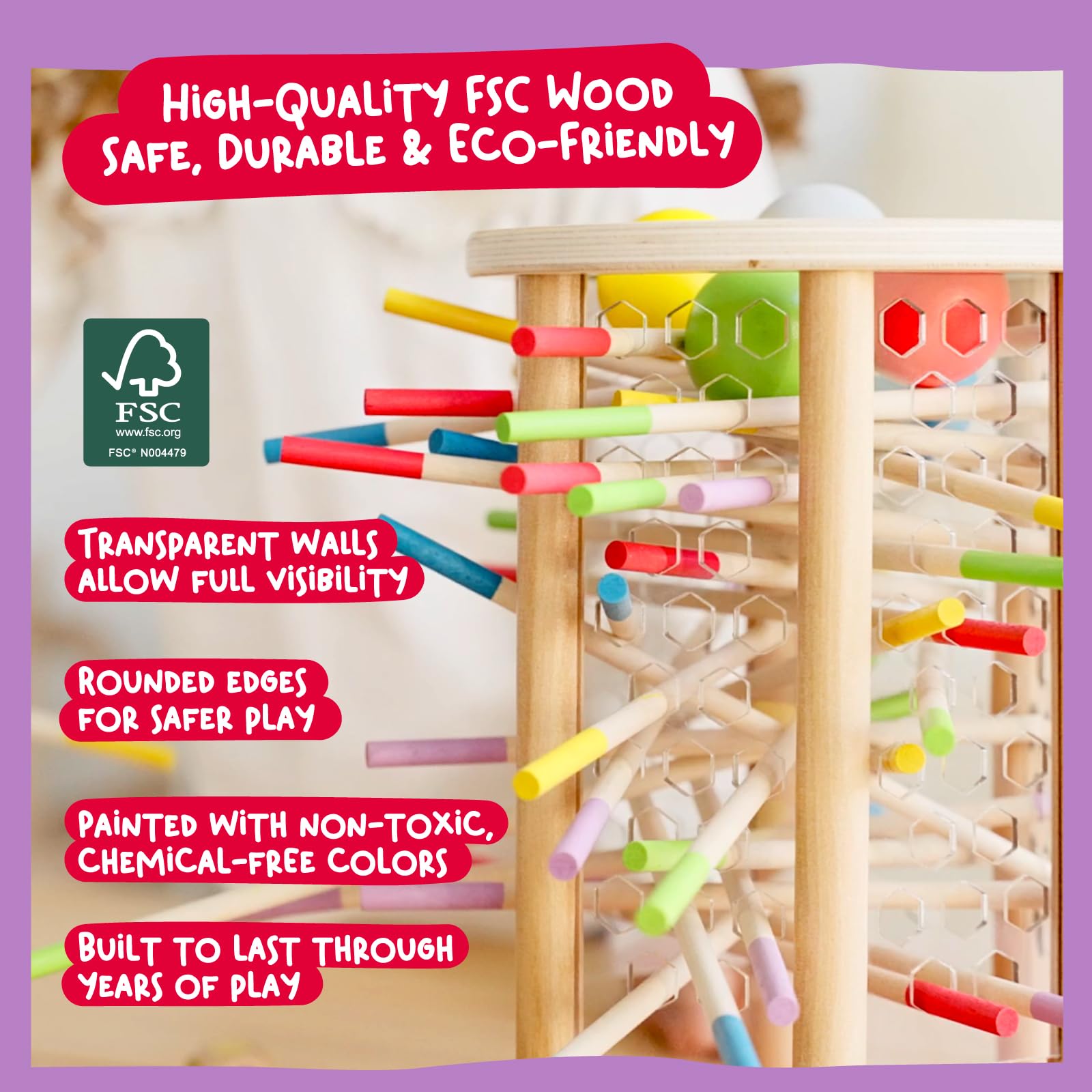Nene Toys BALLFALL Jumbo acrylic panels offer clear visibility during play