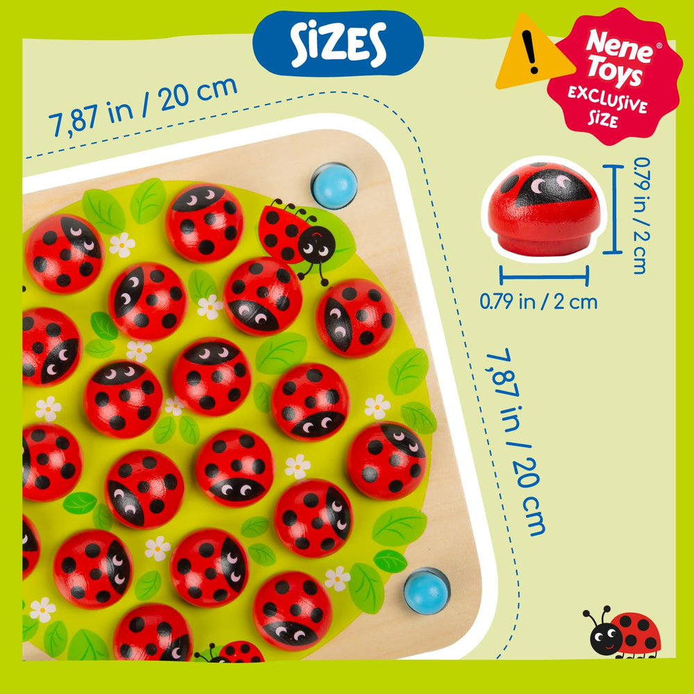 Nene Toys Ladybug Garden Memory Game cards show cute pairs for color recognition practice.