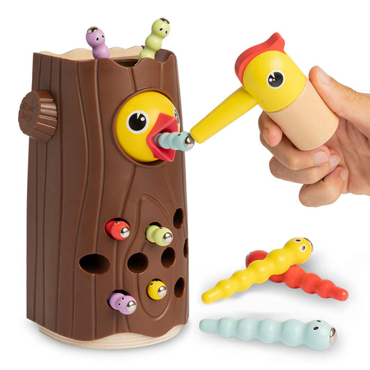 Nene Toys Little Woodpecker with worms and magnet boosts fine motor play.
