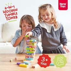 Nene Toys wooden tumble tower animal cards focus boosts planning and sequencing