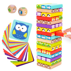 Nene Toys wooden tumble tower colors focus enhances color recognition and stacking
