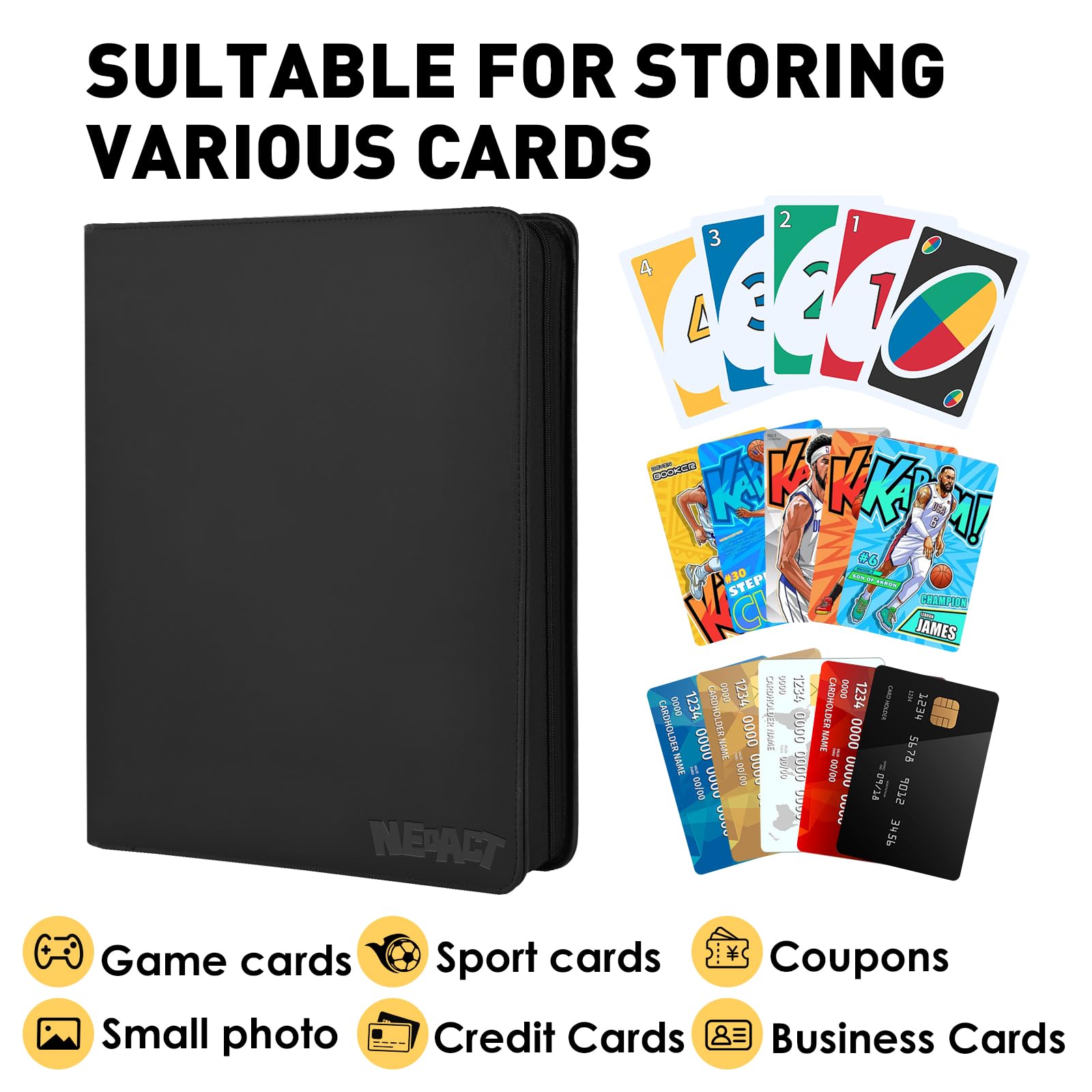 NEOACT binder in use scenario for gaming and collection organization