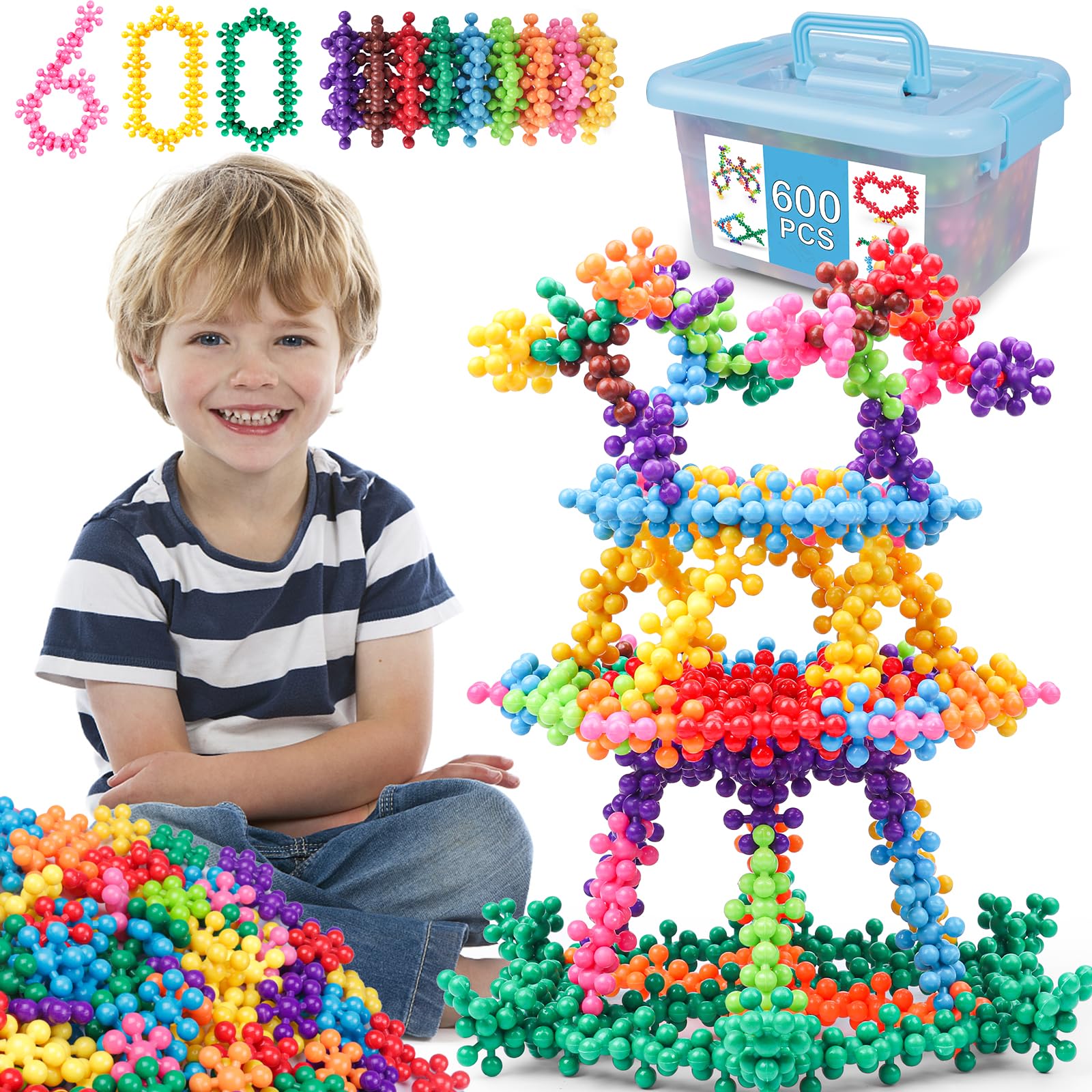 NEOACT 600pcs building blocks in bright pieces for creative play and motor skill development