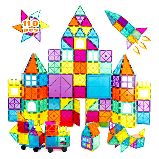 NEOFORMERS magnetic car set showing strong magnets for stable builds and easy connections.
