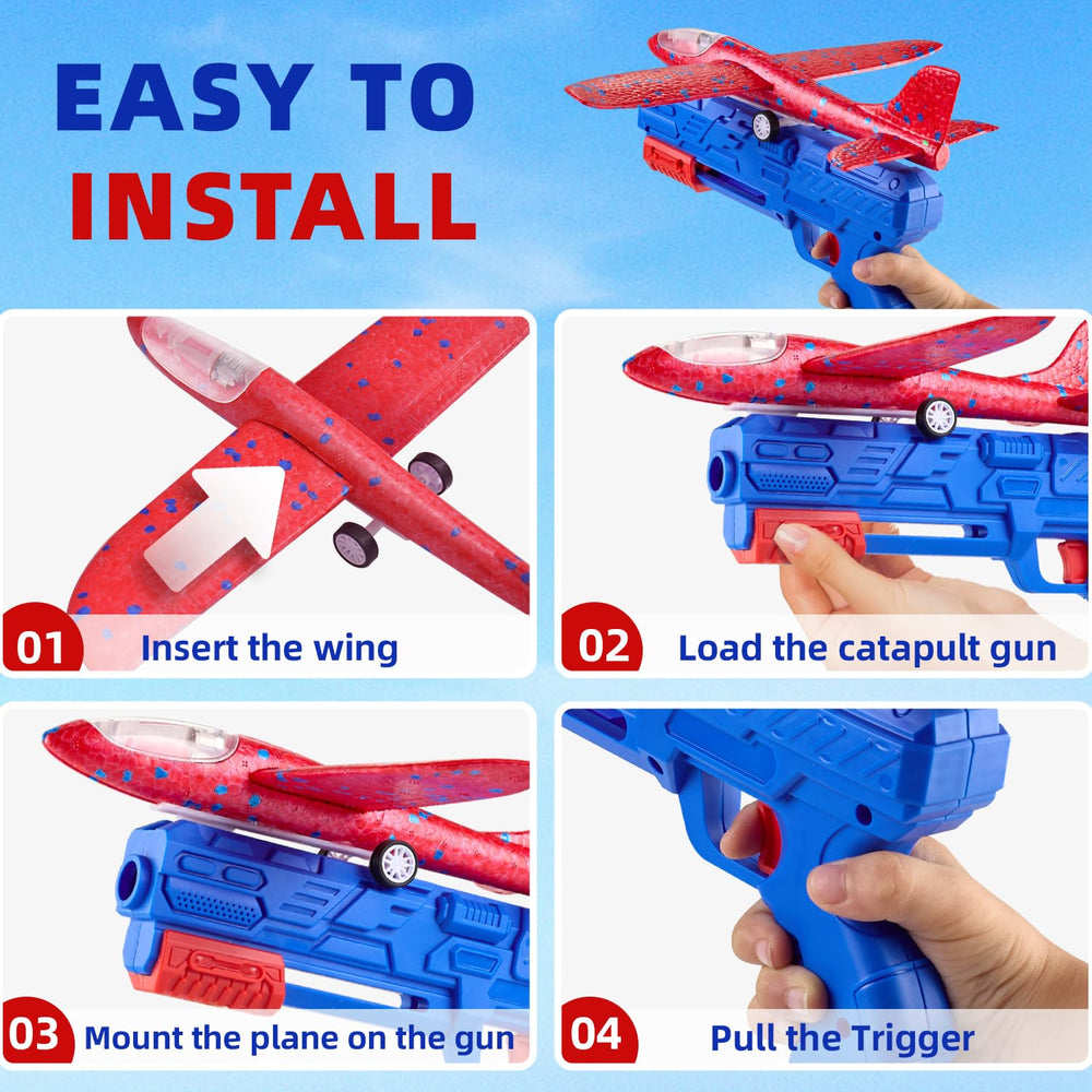 Neoot foam gliders blue with LED lights for night-time play.