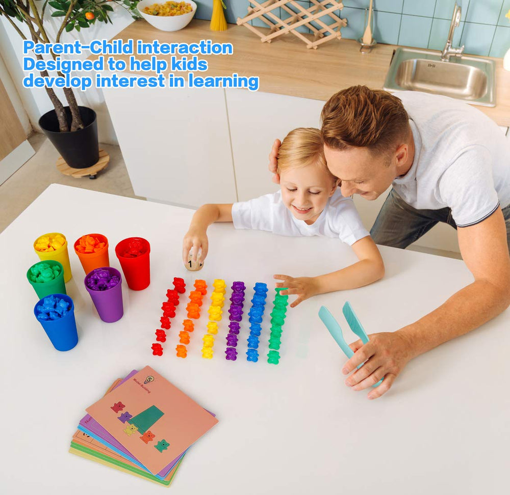 NEOROD 90Pcs Rainbow Counting Bears – Color Sorting & Math Learning Ki ...