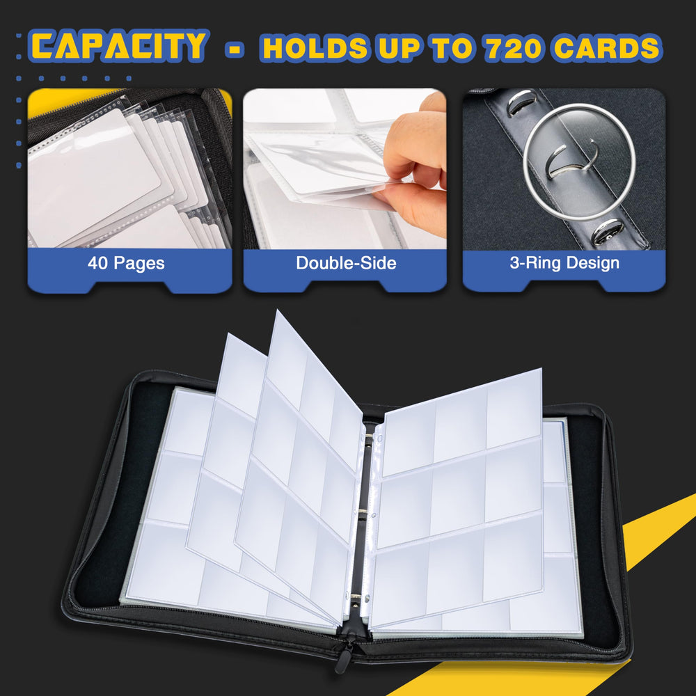 NeatoTek 720-card capacity with nine pockets per side keeps collections neatly visible