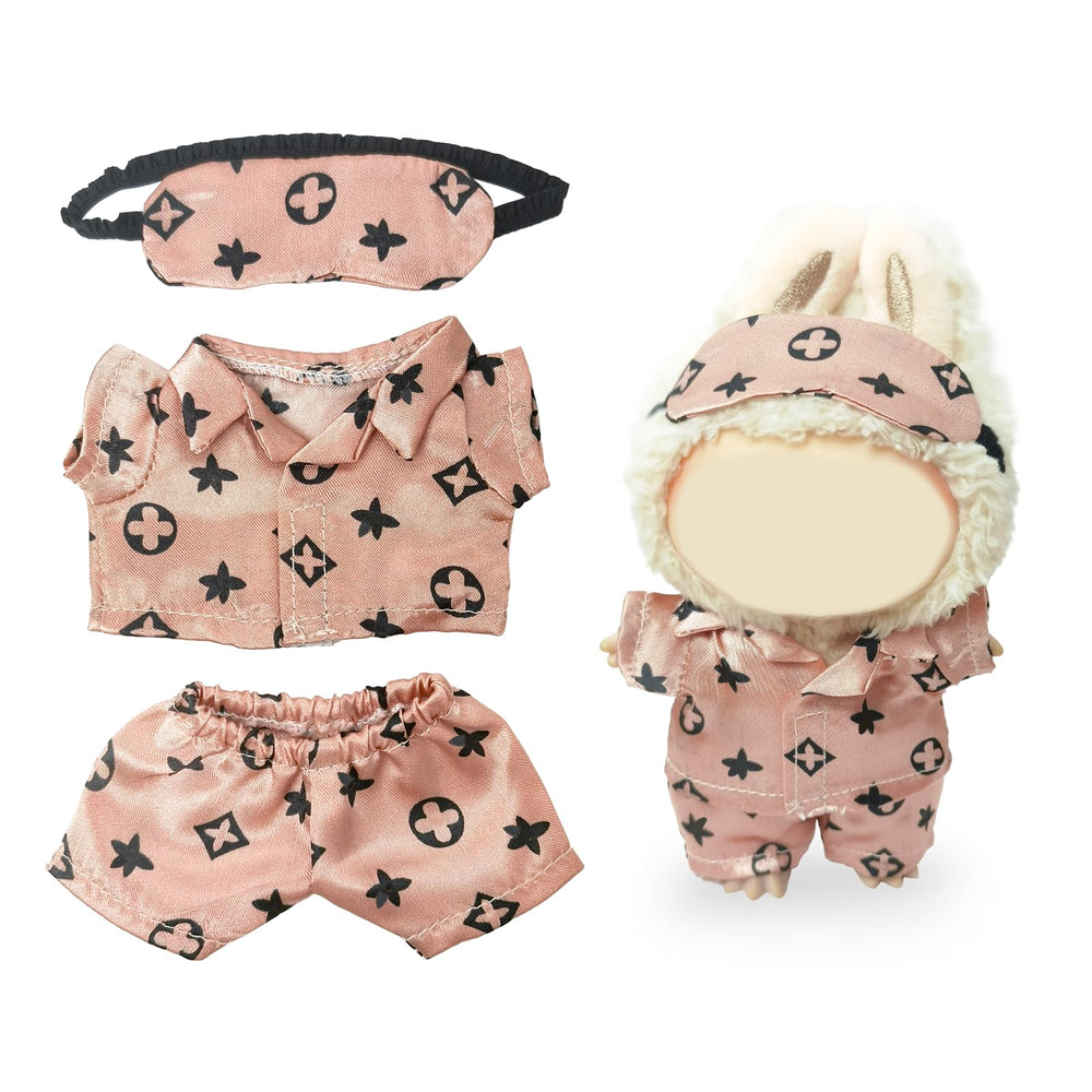 NEOVISTA Rosy Sleepwear shirt on a 17cm Labubu for cozy bedtime styling