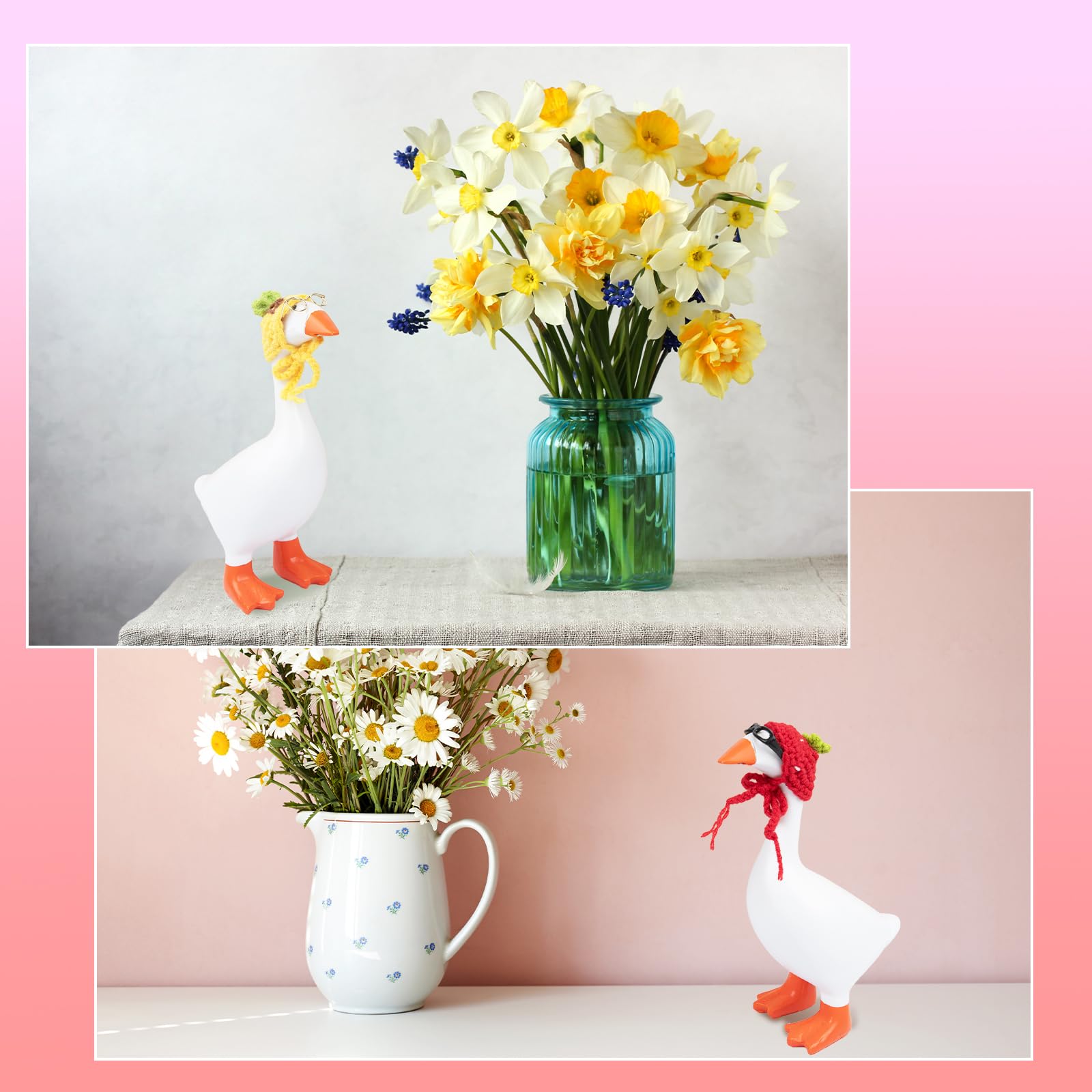 Neowedding desk goose in chick hat introduces cheerful seasonal character