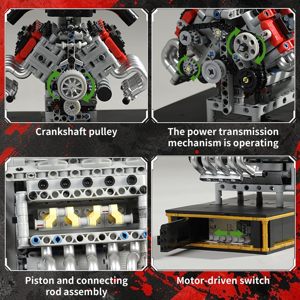 NERCISU V8 ENZO engine operation demonstrates dynamic piston motion and gear interaction