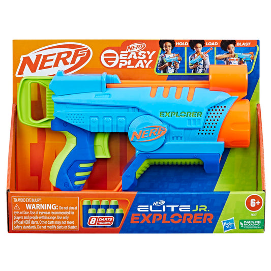 NERF Elite Junior Explorer loading darts, simple hand-fit design for beginners.
